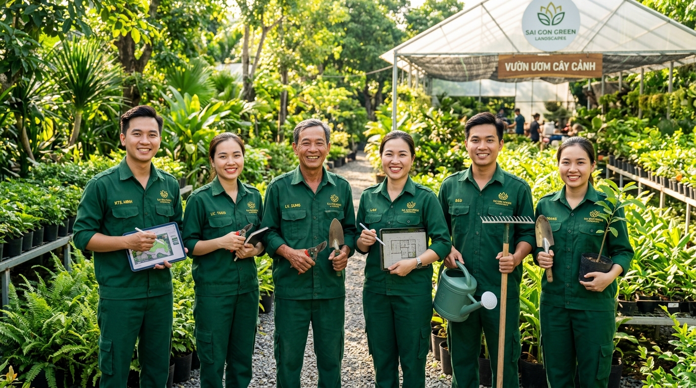 Kỹ sư Cảnh Quan Đại Ngàn tại vườn ươm